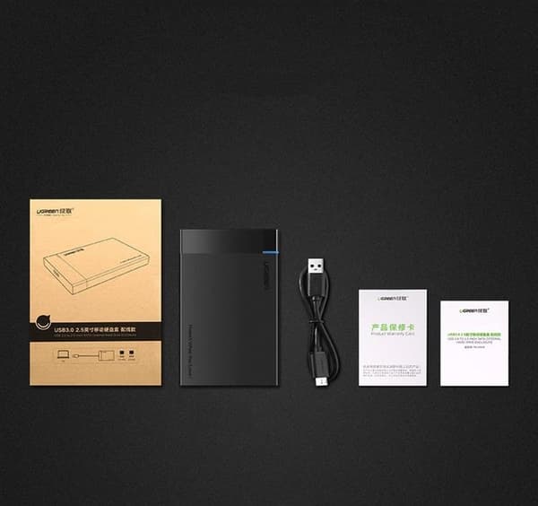 Ugreen Hard Disk Box Med Kabel - Svart