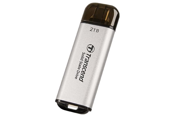 Transcend ESD300S - SSD - 2 TB - ekstern (bærbar) - USB 3.2 Gen 2x1 (USB-C kontakt) - sølv