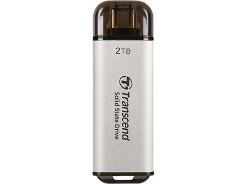 Transcend ESD300S - SSD - 2 TB - ekstern (bærbar) - USB 3.2 Gen 2x1 (USB-C kontakt) - sølv