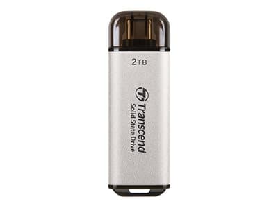 Transcend ESD300S - SSD - 2 TB - ekstern (bærbar) - USB 3.2 Gen 2x1 (USB-C kontakt) - sølv