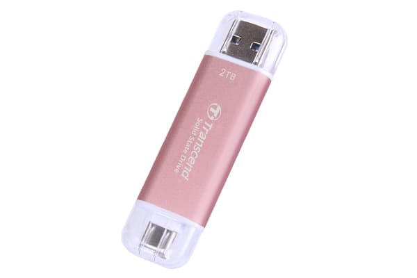 Transcend ESD310, 2 TB, A-tyypin USB:stä C-tyypin USB:hen, 3.2 Gen 2 (3.1 Gen 2), 10 Gbit/s, Salasanasuojaus, Vaaleanpunainen