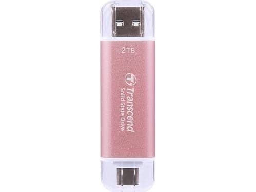 Transcend ESD310, 2 TB, A-tyypin USB:stä C-tyypin USB:hen, 3.2 Gen 2 (3.1 Gen 2), 10 Gbit/s, Salasanasuojaus, Vaaleanpunainen