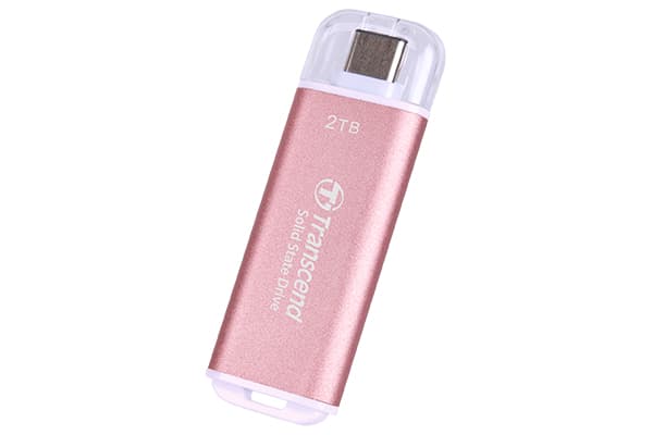Transcend ESD300 - SSD - 2 TB - ekstern (bærbar) - USB 3.2 Gen 2x1 (USB-C kontakt) - rosa
