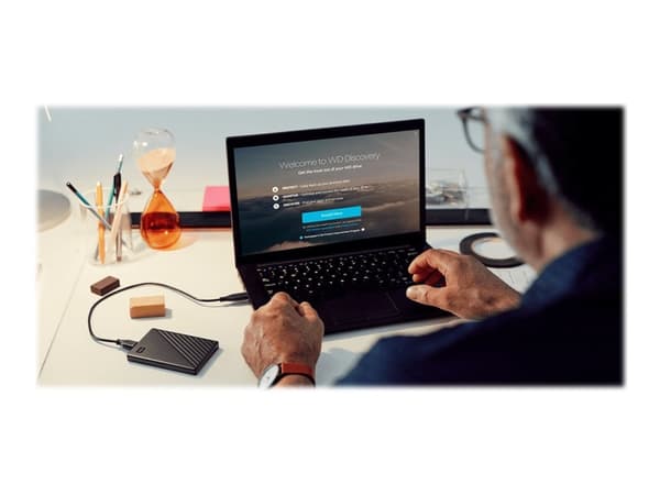 WD My Passport WDBYVG0010BBK - Harddisk - kryptert - 1 TB - ekstern (bærbar) - USB 3.2 Gen 1 - 256-bit AES - svart