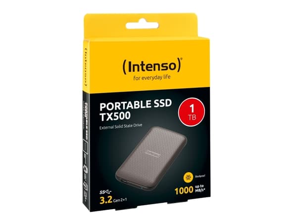 Intenso TX500 - SSD - 1 TB - ekstern (bærbar) - USB 3.2 Gen 2x1 (USB-C kontakt) - brun