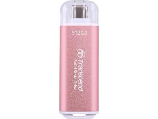 Transcend ESD300 - SSD - 512 GB - extern (portabel) - USB 3.2 Gen 2x1 (USB-C kontakt) - rosy pink