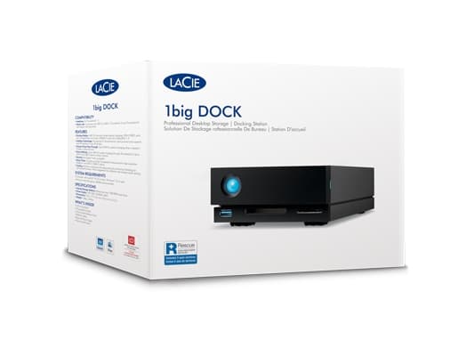 LaCie 1big Dock STHS24000800 - Hårddiskarray - 24 TB - 1 fack (SATA-600) - HDD 24 TB x 1 - USB 3.0, Thunderbolt 3 (extern) - med 5 års återställnings