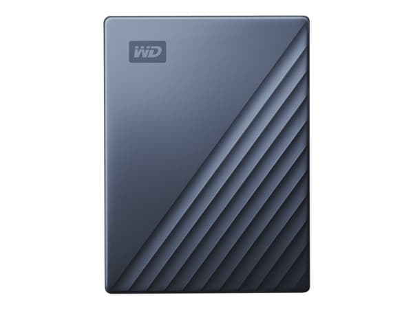 WD My Passport Ultra WDBFTM0050BBL - Harddisk - kryptert - 5 TB - ekstern (bærbar) - USB 3.1 (USB-C kontakt) - 256-bit AES - blå