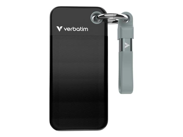 Verbatim Pocket - SSD - 2 TB - nøkkelring med kabelfestet - ekstern (bærbar) - M.2 - USB 3.2 Gen 2 (USB-C kontakt) - svart/grå