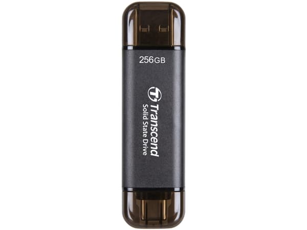 Transcend ESD310C, 256 GB, A-tyypin USB:stä C-tyypin USB:hen, USB 3.2 Gen 2x2, 1050 MB/s, Musta