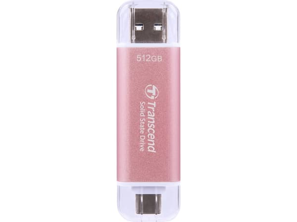 Transcend ESD310, 512 GB, A-tyypin USB:stä C-tyypin USB:hen, 3.2 Gen 2 (3.1 Gen 2), 10 Gbit/s, Salasanasuojaus, Vaaleanpunainen