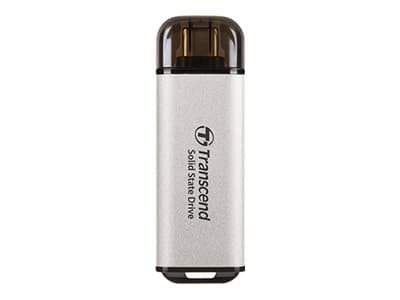 Transcend ESD300S - SSD - 512 GB - ekstern (bærbar) - USB 3.2 Gen 2x1 (USB-C kontakt) - sølv