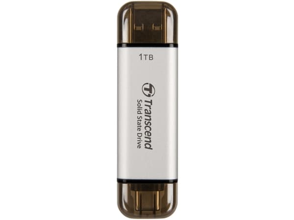 Transcend ESD310 - SSD - 1 TB - ekstern (bærbar) - USB 3.2 Gen 2x1 (USB-C kontakt) - sølv