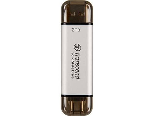 Transcend ESD310 - SSD - 1 TB - ekstern (bærbar) - USB 3.2 Gen 2x1 (USB-C kontakt) - sølv