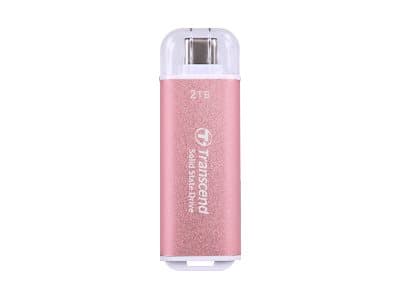 Transcend ESD300 - SSD - 1 TB - extern (portabel) - USB 3.2 Gen 2x1 (USB-C kontakt) - rosy pink