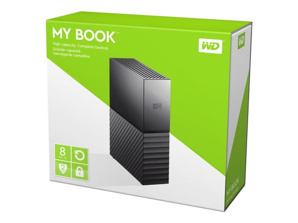 WD My Book WDBBGB0080HBK - Harddisk - kryptert - 8 TB - ekstern (stasjonær) - USB 3.0 - 256-bit AES - svart