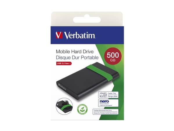 Verbatim 53111, 512 GB, 2.5", 2.0/3.2 Gen 1 (3.1 Gen 1), 5400 RPM, Svart, Grön