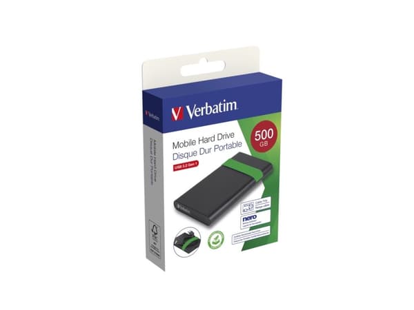 Verbatim 53111, 512 GB, 2.5", 2.0/3.2 Gen 1 (3.1 Gen 1), 5400 RPM, Svart, Grön