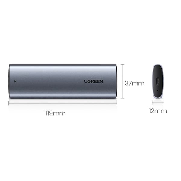 Ugreen Skivhus för 10 Gbps-enhet M.2 NVMe Med USB-C / USB-A Kablar - Svart