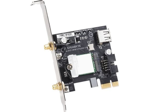 Gigabyte GC-WB1733D-I, Intern, Trådlös, PCI Express, WLAN / Bluetooth, Wi-Fi 5 (802.11ac), 1733 Mbit/s