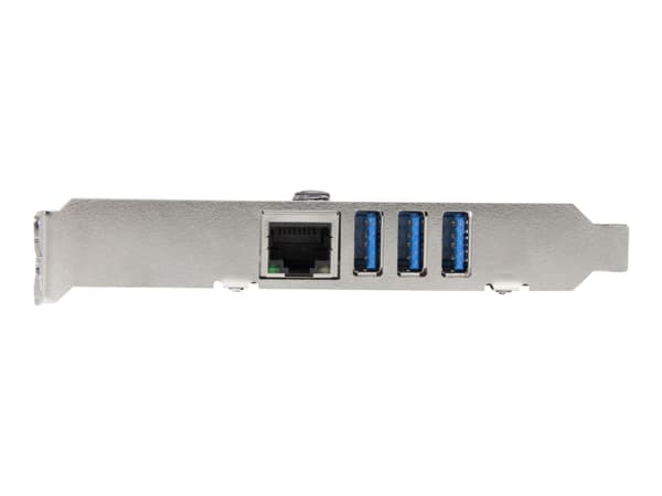StarTech.com 3 Port PCI Express USB 3.0 Card + Gigabit Ethernet - Fits Standard & Low-Profile PCs - UASP Supported - Optional SATA Power (PEXUSB3S3GE