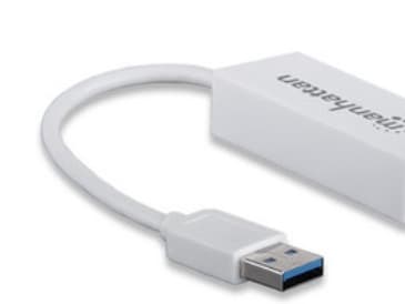 Manhattan 506731, USB A, RJ-45, Hankjønn/hunkjønn, Hvit Hvit