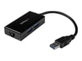 Miniatyrbild 1 av 5: StarTech.com USB 3.0 till Gigabit-nätverksadapter med inbyggd USB-hubb med 2 portar - Nätverksadapter - USB 3.0 - Gigabit Ethernet x 1 - svart