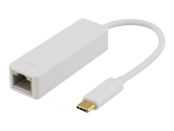 Deltaco USBC-GIGA1, Langallinen, USB Type-C, Ethernet, Valkoinen