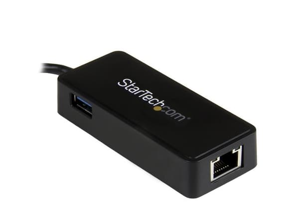 StarTech.com USB-C till Gigabit-nätverksadapter med extra USB-port - Svart - Nätverksadapter - USB-C - Gigabit Ethernet + USB 3.1 Gen 2 - svart