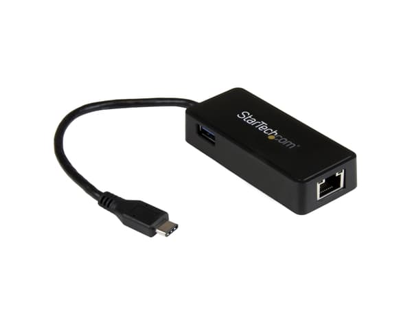 StarTech.com USB-C till Gigabit-nätverksadapter med extra USB-port - Svart - Nätverksadapter - USB-C - Gigabit Ethernet + USB 3.1 Gen 2 - svart