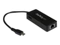 Miniatyrbild 1 av 5: StarTech.com USB-C till Gigabit-nätverksadapter med extra USB-port - Svart - Nätverksadapter - USB-C - Gigabit Ethernet + USB 3.1 Gen 2 - svart