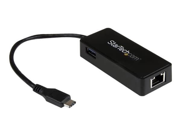 StarTech.com USB-C till Gigabit-nätverksadapter med extra USB-port - Svart - Nätverksadapter - USB-C - Gigabit Ethernet + USB 3.1 Gen 2 - svart Svart