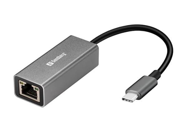 Sandberg USB-C til Nettverk - Nettverksadapter - USB-C - Gigabit Ethernet Aluminium, Hvit