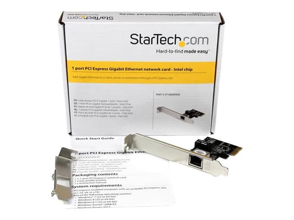 StarTech.com 1-Port Gigabit Ethernet Network Card - PCI Express, Intel I210 NIC - Single Port PCIe Network Adapter Card with Intel Chipset (ST1000SPE Sort, Metallisk