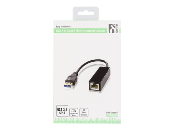 DELTACO USB3-GIGA5 - Nätverksadapter - USB 3.0 - Gigabit Ethernet - svart