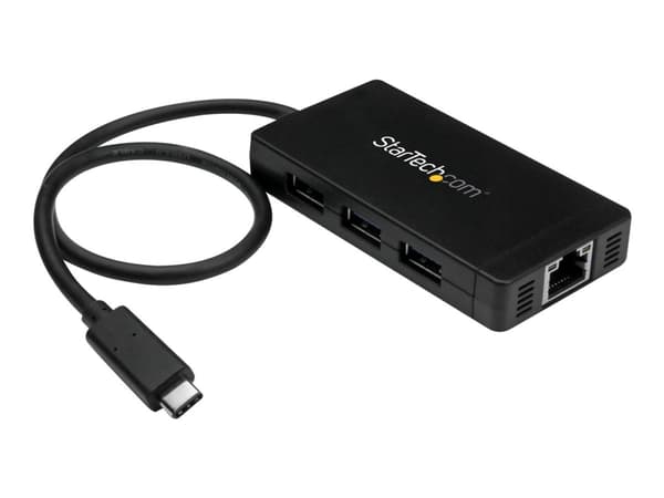 StarTech.com USB-C-hubb med 3 portar och Gigabit Ethernet - USB-C till 3x USB-A - USB 3.0 - strömadapter medföljer - Hubb - 3 x SuperSpeed USB 3.0 +