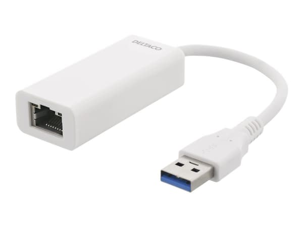 DELTACO USB3-GIGA4 - Nätverksadapter - USB 3.0 - Gigabit Ethernet - vit
