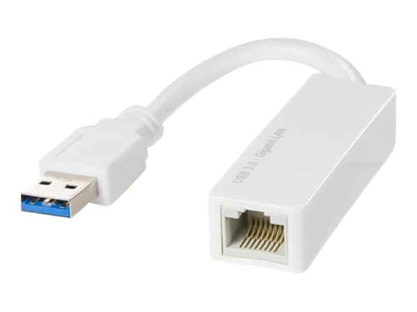DELTACO USB3-GIGA4 - Nettverksadapter - USB 3.0 - Gigabit Ethernet - hvit Hvit