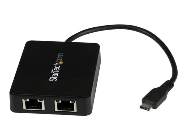StarTech.com USB-C to Dual Gigabit Ethernet Adapter with USB 3.0 (Type-A) Port - USB Type-C Gigabit Network Adapter (US1GC301AU2R) - Verkkosovitin -