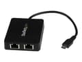 Pikkukuva 1 / 5: StarTech.com USB-C to Dual Gigabit Ethernet Adapter with USB 3.0 (Type-A) Port - USB Type-C Gigabit Network Adapter (US1GC301AU2R) - Verkkosovitin -