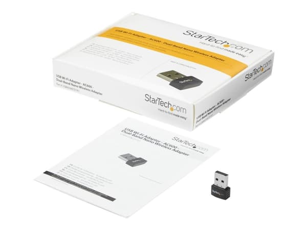 StarTech.com USB Wi-Fi-adapter - AC600 - dual-band trådlös nano-adapter - Nätverksadapter - USB 2.0 - Wi-Fi 5 - svart
