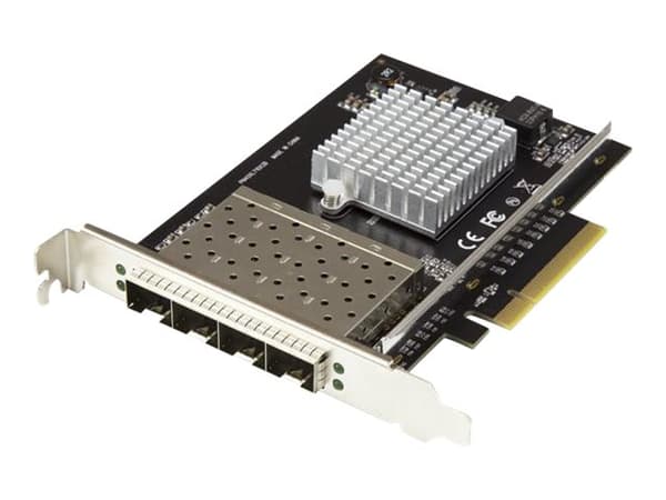 StarTech.com Quad Port 10G SFP+ Network Card, Intel XL710 Open SFP+ Converged Adapter, PCIe 10 Gigabit Ethernet Server NIC, 10GbE Fiber Optic LAN Car