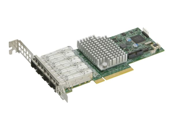 Supermicro AOC-STG-I4S - Nettverksadapter - PCIe 3.0 x8 lav profil - 10 Gigabit SFP+ x 4 Sølv