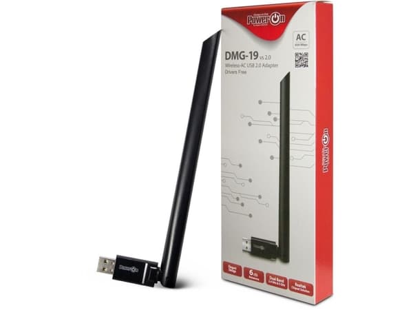 Inter-Tech DMG-19 - Nätverksadapter - USB 2.0 - Wi-Fi 5