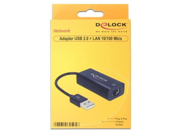 Delock Adapter USB 2.0 > LAN 10/100 Mb/s - Nätverksadapter - USB 2.0 - 10/100 Ethernet