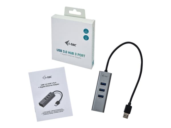 i-Tec USB 3.0 Metal 3-Port - Hubb - 3 x SuperSpeed USB 3.0 + 1 x 10/100/1000 - skrivbordsmodell