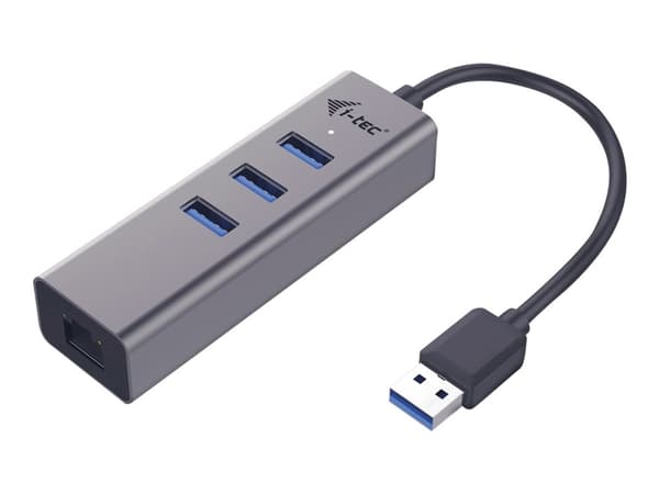 i-Tec USB 3.0 Metal 3-Port - Hubb - 3 x SuperSpeed USB 3.0 + 1 x 10/100/1000 - skrivbordsmodell