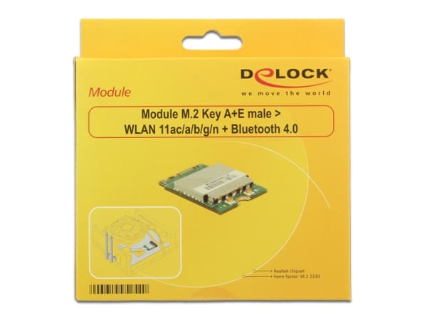 DeLOCK 95254, Langaton, M.2, WLAN / Bluetooth, Wi-Fi 5 (802.11ac), 433,3 Mbit/s, Vihreä, Hopea