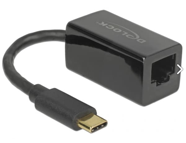 DeLOCK 65904, USB Type-C, RJ-45, RJ-45, Musta, 0,135 m, Toiminta/Seikkailu, Teho
