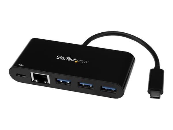 StarTech.com USB C to Ethernet Adapter - 3 Port - with Power Delivery (USB PD) - Power Pass Through Charging - USB C Adapter (US1GC303APD) - Nettverk